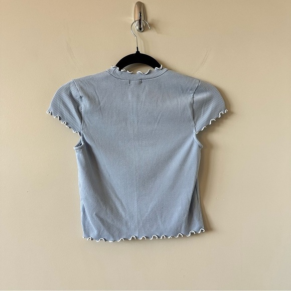 Aritzia-Sunday Best Crowne Scalloped Detail Baby Blue Tee (Size:Small) - Picture 5 of 9